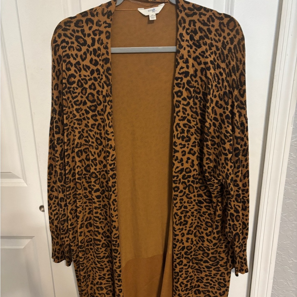 Leopard Print Open Front Cardigan